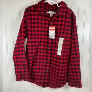 Cat & Jack unisex Red and Black Plaid Button Down Long Sleeved Top